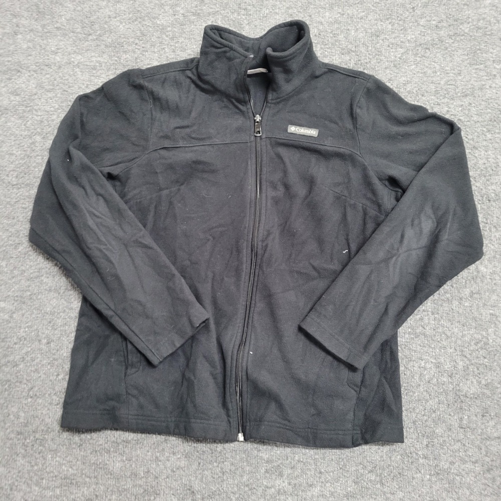 Columbia Fleece Jacket Womens Size L Black Full Zip Mock Neck Outdoor Casual
